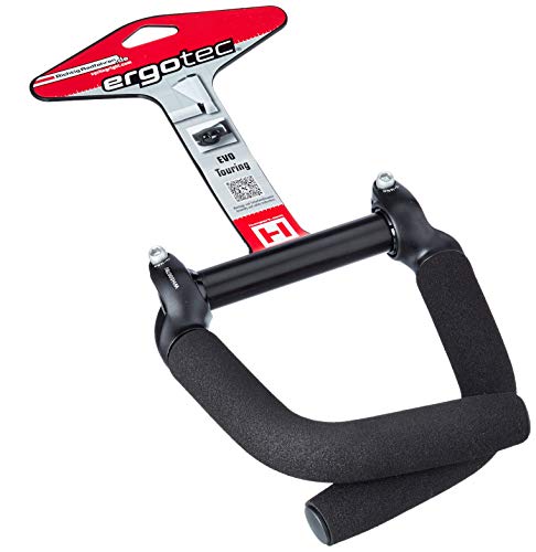 Ergotec EVO-Touring - Puños para manillares de Bicicleta (Aluminio AL6061-T6, Revestimiento Soft, L), Color Negro