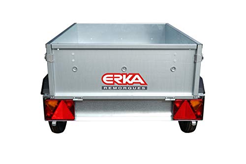 ERKA Remolque de Coche galvanizado de 1,28x0,93m. Carga útil 385kg. MMA 450kg