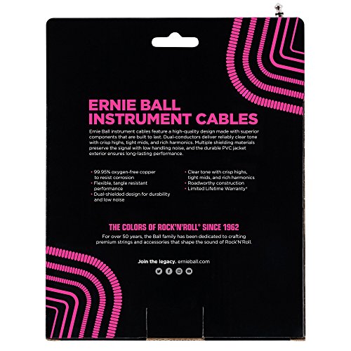 Ernie Ball 30 'cable de instrumento recto/en ángulo en espiral - Blanco