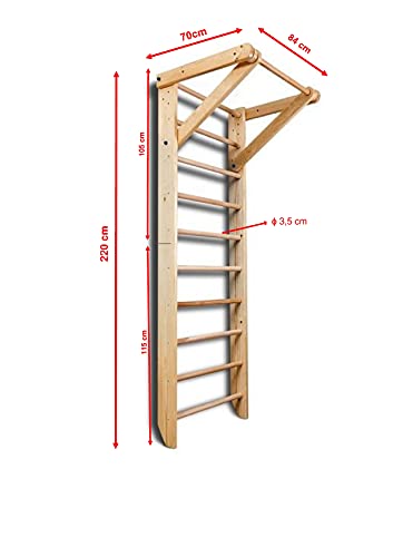 Escalera Sueca Sport-1-220 Espaldera para Gimnasio, Espaldera de Fitness, Complejo Deportivo de Gimnasia, Gimnasia de los niños en casa, Barras