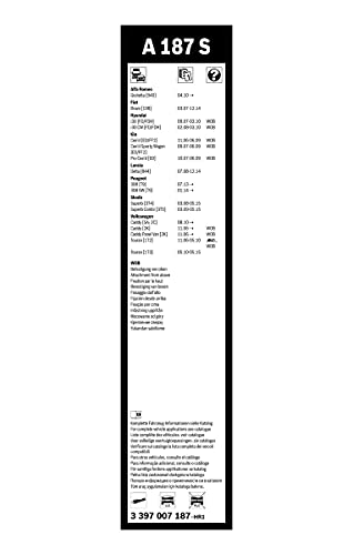 Escobilla limpiaparabrisas Bosch Aerotwin A187S, Longitud: 600mm/450mm – 1 juego para el parabrisas (frontal)