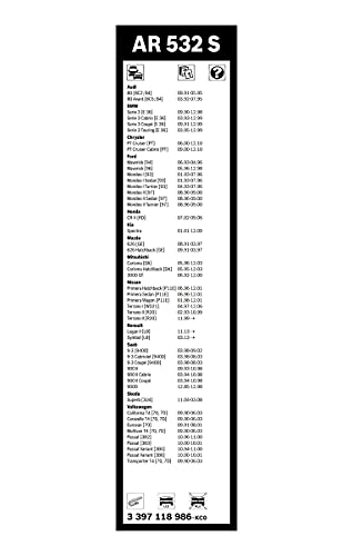 Escobilla limpiaparabrisas Bosch Aerotwin AR532S, Longitud: 530mm/500mm – 1 juego para el parabrisas (frontal)