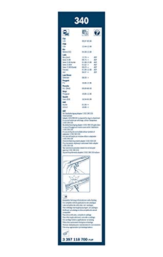 Escobilla limpiaparabrisas Bosch Twin 340, Longitud: 340mm/340mm – 1 juego para el parabrisas (frontal)