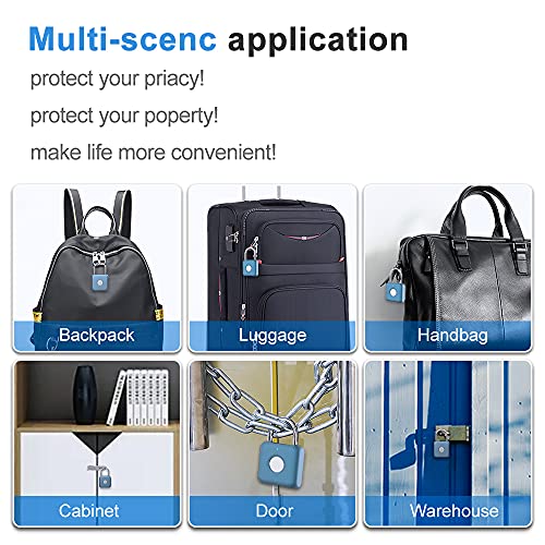 Eseesmart Candado con Huella Dactilar, Candado de Combinación, Candado maleta, Candado biométrico de Carga USB de Alta Seguridad Para Taquilla de Gimnasio, Equipaje (Azul)