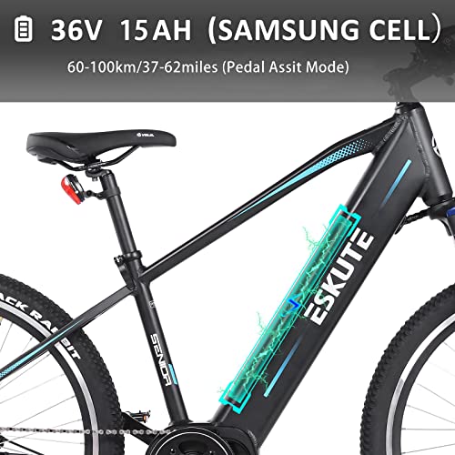 ESKUTE Bicicleta Eléctrica de Montaña 27.5"E-MTB Bicicleta Motor Central 250w Bafang Batería extraíble de Iones de Litio Samsung 36V 15A para Adultos 9 Velocidades Frenos de Disco Hidráulicos