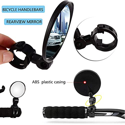 Espejo retrovisor de bicicleta, 2 piezas de espejo convexo de manillar de rotación ajustable de 360 grados, espejo lateral de bicicleta para todo uso