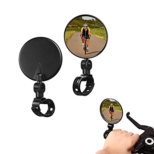 Espejo retrovisor de bicicleta, 2 piezas de espejo convexo de manillar de rotación ajustable de 360 grados, espejo lateral de bicicleta para todo uso
