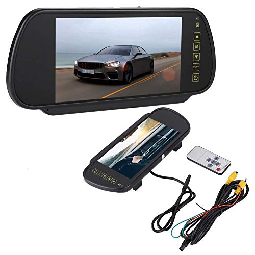 Espejo retrovisor de coche de 7 pulgadas, monitor LCD con atenuación automática, cámara de visión trasera AV2, que reconoce automáticamente, con soporte, con protección contra cortocircuitos, adecuado