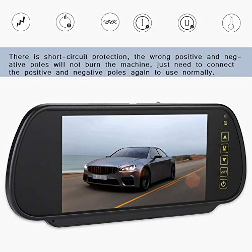 Espejo retrovisor de coche de 7 pulgadas, monitor LCD con atenuación automática, cámara de visión trasera AV2, que reconoce automáticamente, con soporte, con protección contra cortocircuitos, adecuado