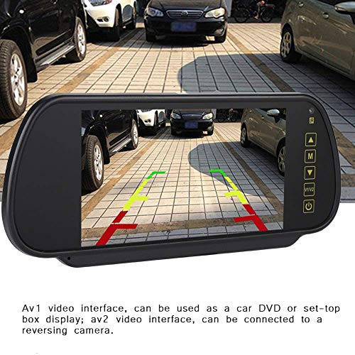 Espejo retrovisor de coche de 7 pulgadas, monitor LCD con atenuación automática, cámara de visión trasera AV2, que reconoce automáticamente, con soporte, con protección contra cortocircuitos, adecuado