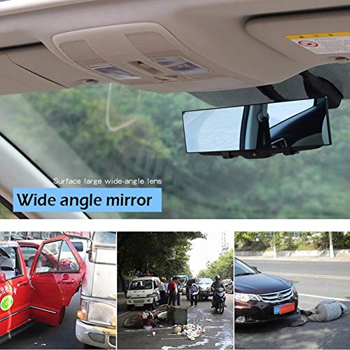 Espejo retrovisor de gran angular universal para automóvil, ajuste de ángulo de 300 mm Espejo retrovisor panorámico Espejo de punto ciego Espejo interior de automóvil antideslumbrante