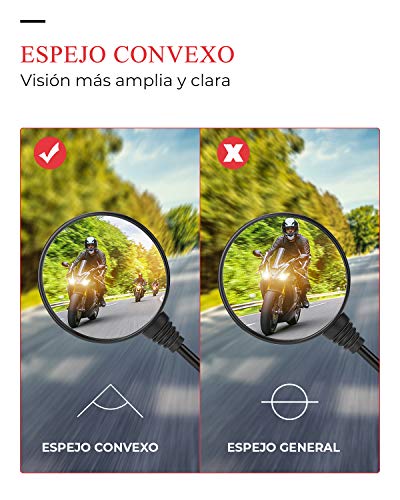 Espejos Laterales con Abrazadera 7/8'' Retrovisores Moto 10mm Homologado Universal
