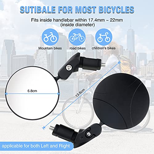 Espejos para Bicicletas, BRGOOD 2 Piezas Espejo de Bicicleta en Manillar, HD Gran Angular Espejo Retrovisor Bicicleta, 360° Adjustable Espejo Convexo para Bicicleta de Montaña y Carretera Universal