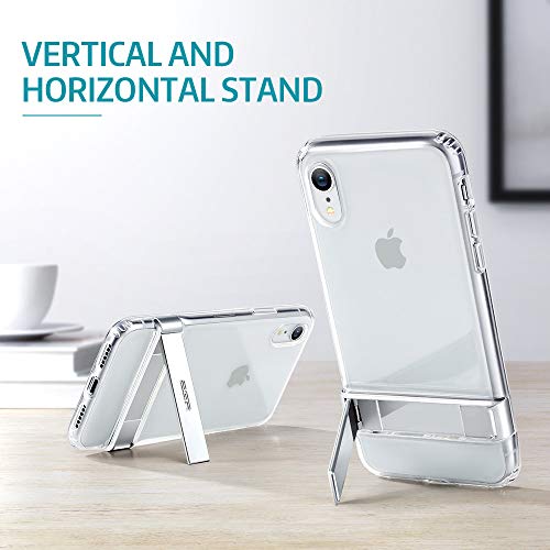 ESR Funda con Kickstand Compatible con iPhone XR 6.1", Carcasa TPU con Soporte Metal Vertical y Horizontal, Anti-arañazos y Anti-gloples,Transparente