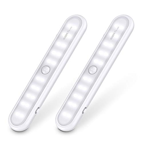 ESR7Gears Luz Armario de 20 LED con sensor de movimientos, 3 modos de iluminación, Lámpara nocturna inalámbrica portátil para Pasillo Cocina, Magnético Sin instalación, Funciona con pilas, 2 unidades