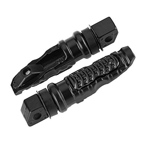 Estriberas: 1 par de pedales traseros de aluminio para motocicleta universal para pasajero con orificio de 8 mm. (Negro Azul y Astilla) (Color : Black)