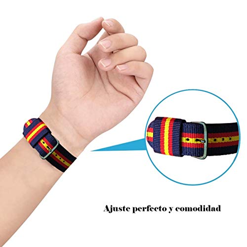 Estuyoya - Pulsera de Nailon Compatible con Garmin Vivoactive 3/Galaxy Watch Active 2/Forerunner 245/645 Music/Suunto 3/Polar Ignite Colores Bandera de España Transpirable Elegante 20mm - OTAN