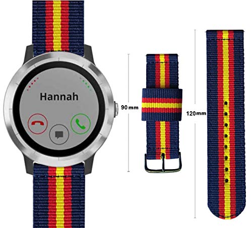 Estuyoya - Pulsera de Nailon Compatible con Garmin Vivoactive 3/Galaxy Watch Active 2/Forerunner 245/645 Music/Suunto 3/Polar Ignite Colores Bandera de España Transpirable Elegante 20mm - OTAN