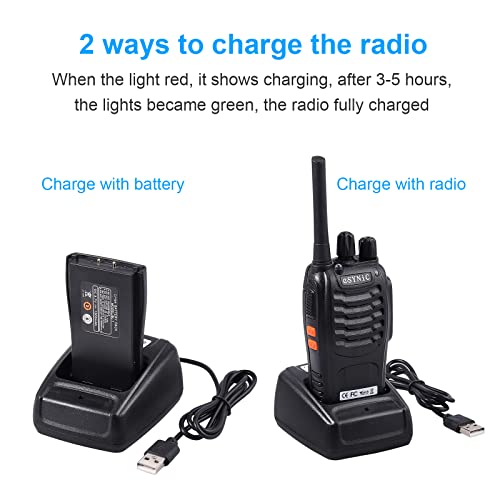 eSynic Walkie Talkies Radio de 2 vías PMR446MHz Walkie Talkie de Largo Alcance con 2 Piezas Auriculares Originales Walky Talky 16CH Banda Única Compatible con Luz LED VOX para Ciclismo y Senderismo