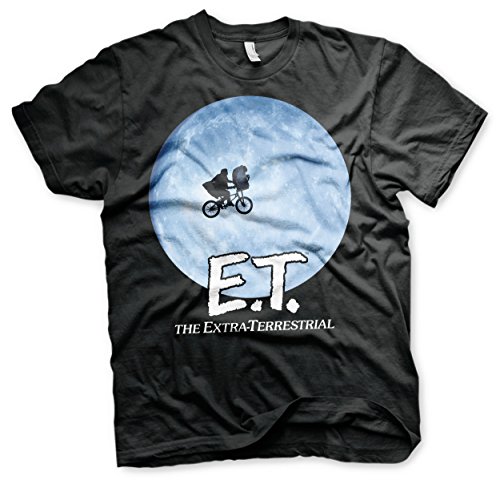 E.T. Bike Oficialmente Licenciado In The Moon Hombre Camiseta (Negro), Large