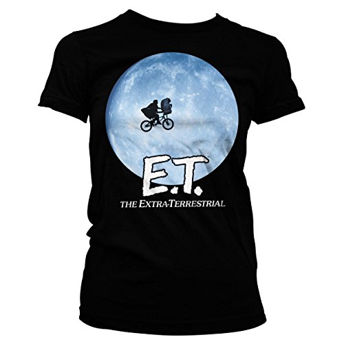 E.T. Bike Oficialmente Licenciado In The Moon Mujer Camiseta (Negro), X-Large