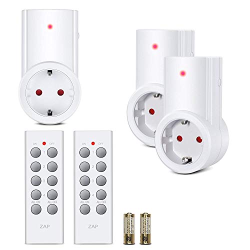 Etekcity Enchufes Inalámbricos Inteligentes con Mando a Distancia con Control Remoto Interruptores a Distancia, Blanco (Código de Aprendizaje, 3Rx-2Tx)