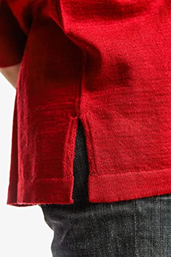 ETERKNITY - Jersey Cuello Pico Amplio en Calidad Merino Extrafine, Rojo, M