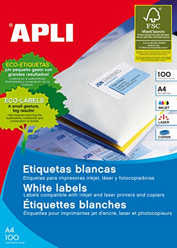 Etiquetas Adhesivas Blancas multifunción 70x37 100 Hojas