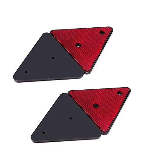 ETUKER 4 x Reflector trasero rojo triangular para remolque, reflectores traseros triangulares Tornillo reflectante de seguridad, reflectores de poste, reflectores para postes de puerta (rojo)