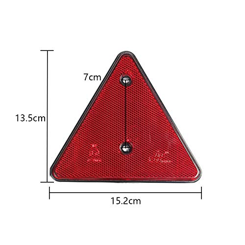 ETUKER 4 x Reflector trasero rojo triangular para remolque, reflectores traseros triangulares Tornillo reflectante de seguridad, reflectores de poste, reflectores para postes de puerta (rojo)