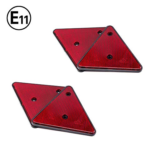 ETUKER 4 x Reflector trasero rojo triangular para remolque, reflectores traseros triangulares Tornillo reflectante de seguridad, reflectores de poste, reflectores para postes de puerta (rojo)