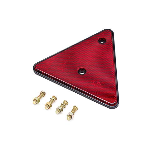 ETUKER 4 x Reflector trasero rojo triangular para remolque, reflectores traseros triangulares Tornillo reflectante de seguridad, reflectores de poste, reflectores para postes de puerta (rojo)