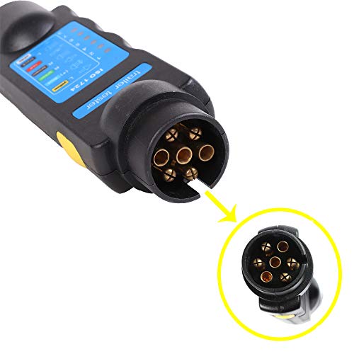 ETUKER Comprobador Remolque 7 Pines, 12V Probador De Remolque 7 Pines Herramienta De Diagnóstico De Luz Equipo De Pruebas, para Caravanas/Coches/RV/Comprobador Enchufe Remolque (Comprobador 7 Pines)