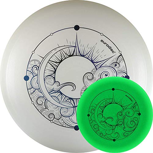 Eurodisc Nightglow Organic Ultimate - Disco volador (175 g, brilla en la oscuridad), diseño de luna, color azul