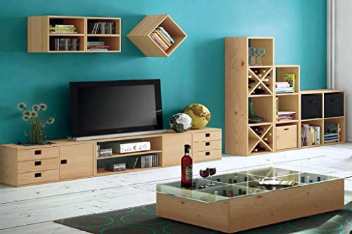 Europe & Nature DMC2TV99 ASTIGARRAGA DMC2TV99-Estantería Modular 2 Cubos Horizontal con baldas intermediarias Serie Dinamic Fondo 33 cm Pino Macizo, Madera, Beige, 36,200000000000003 x 33 x 70,8 cm