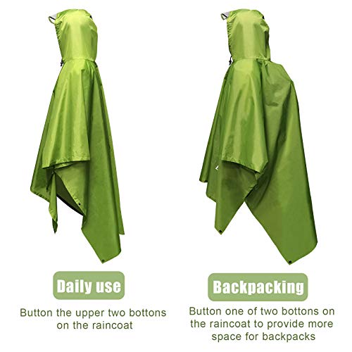Euyecety Poncho Impermeable Poncho Lluvia, 3 en 1 Chubasquero Hombre Mujer/Toldo Manta/Estera de Camping, Transpirable Ligero Chubasquero Poncho con Capucha para Camping Trekking Senderismo