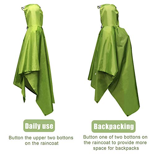 Euyecety Poncho Impermeable Poncho Lluvia, 3 en 1 Chubasquero Hombre Mujer/Toldo Manta/Estera de Camping, Transpirable Ligero Chubasquero Poncho con Capucha para Camping Trekking Senderismo