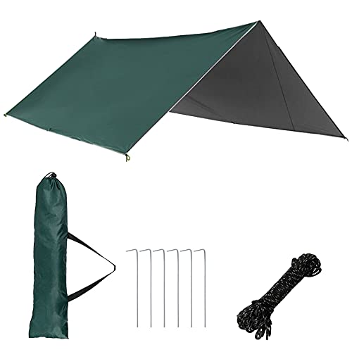 Evenwils Multifunción Fly Camping tienda de campaña lona 3 m x 3 m impermeable, cubierta de lona para acampar al aire libre hamaca mosca tienda de campaña con estacas y cuerdas