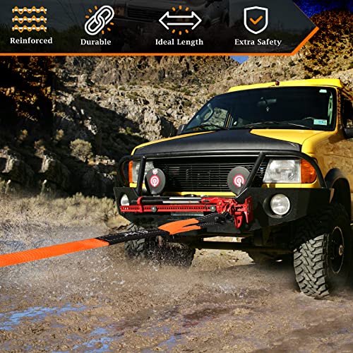 EVOARL Eslingas 8T Fuerza de Ruptura(Probado en Laboratorio, Cuerdas de Remolque con Extremos Reforzados, Correa de Remolque de Coche por 4 x 4, Auto, SUV, Todoterreno (Naranja)