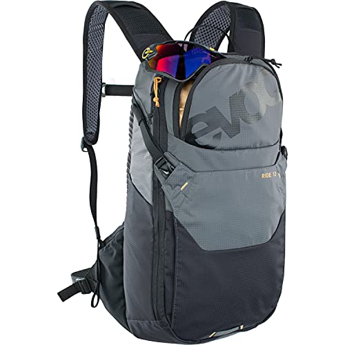 Evoc - Mochila Ride 12 + Bolsillo 2L MTB sin protección Adulto Unisex, Negro/Gris, 14