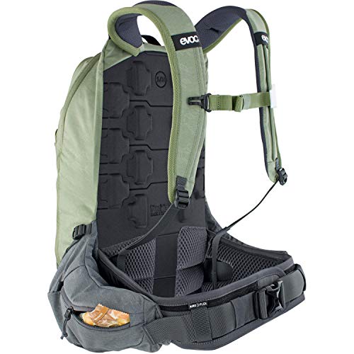 Evoc Sac Trail Pro 16 Vert S/M Mochila de Bicicleta de montaña con protección, Unisex Adulto, Verde Oliva y Gris