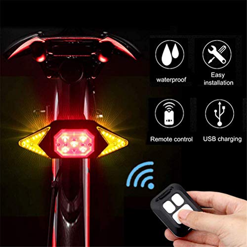 Excras Luz Trasera para Bicicleta Recargable USB - IPX4 Impermeable Control Remoto Inalámbrico Luz Trasera para Bicicleta Luces Direccionales Luces Intermitentes Direccionales