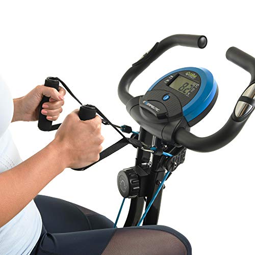 Exerpeutic Bicicleta plegable inteligente Bluetooth con bandas de resistencia y aplicación gratuita MyCloudFitness, bicicleta plegable negra