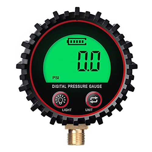 Exing Medidor De Presión De Neumáticos Digital, Tamaño De Esfera Medidor De Presión De Neumáticos De Automóvil 0-255 Psi / Kpa / Bar / Kgf Cm² Con Luz LED, Conector De Metal Sólido Roscado M11 Aliment