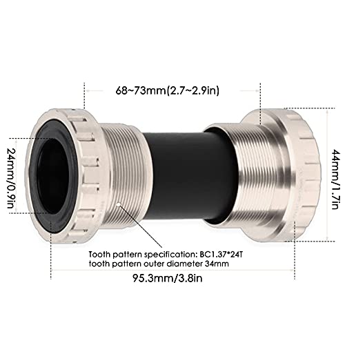 Exnemel Soporte Inferior de Bicicleta de montaña MTB 68MM-73MM BC1.37-24T BB52 BB51 cojinete de Soporte Inferior de Bicicleta (Dorado)