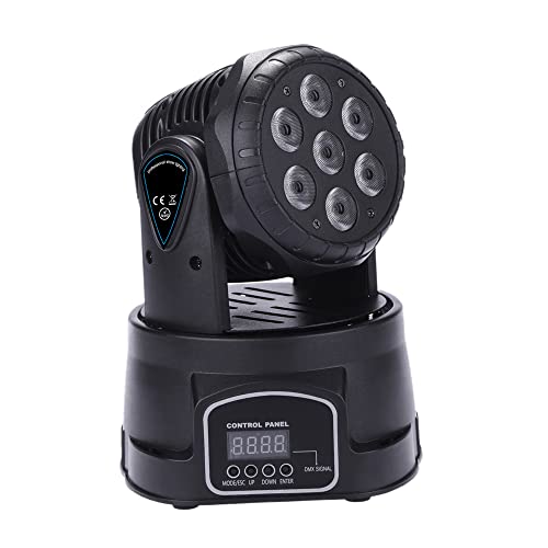 Explopur 7LED 105W RGBW 9/14 Canal DMX512 Mini Rotating Head Moving Stage Lámpara de Efecto de Luz para Discoteca Interior KTV Club Party