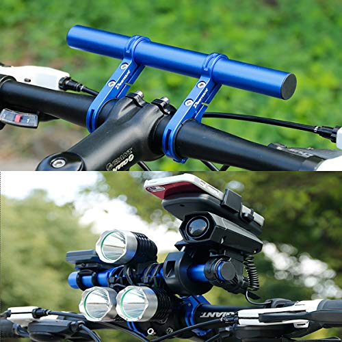 Extensión de Manillar de Bicicleta Soporte para Manillar de Bicicleta de Aleación de Aluminio, 20 cm,Color Azul oporte Para Luz De Bicicleta,Gps, TeléFono,VelocíMetro,Fuerte y Robusto.