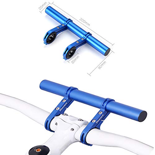 Extensión de Manillar de Bicicleta Soporte para Manillar de Bicicleta de Aleación de Aluminio, 20 cm,Color Azul oporte Para Luz De Bicicleta,Gps, TeléFono,VelocíMetro,Fuerte y Robusto.