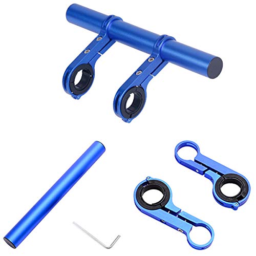 Extensión de Manillar de Bicicleta Soporte para Manillar de Bicicleta de Aleación de Aluminio, 20 cm,Color Azul oporte Para Luz De Bicicleta,Gps, TeléFono,VelocíMetro,Fuerte y Robusto.