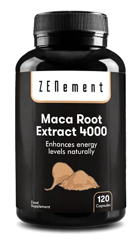 Extracto de Raíz de Maca Peruana 4000 mg Altamente concentrado, 120 Cápsulas | Energía, resistencia, memoria, líbido, inmunidad y equilibrio hormonal | 100% Ingredientes Naturales, No-GMO